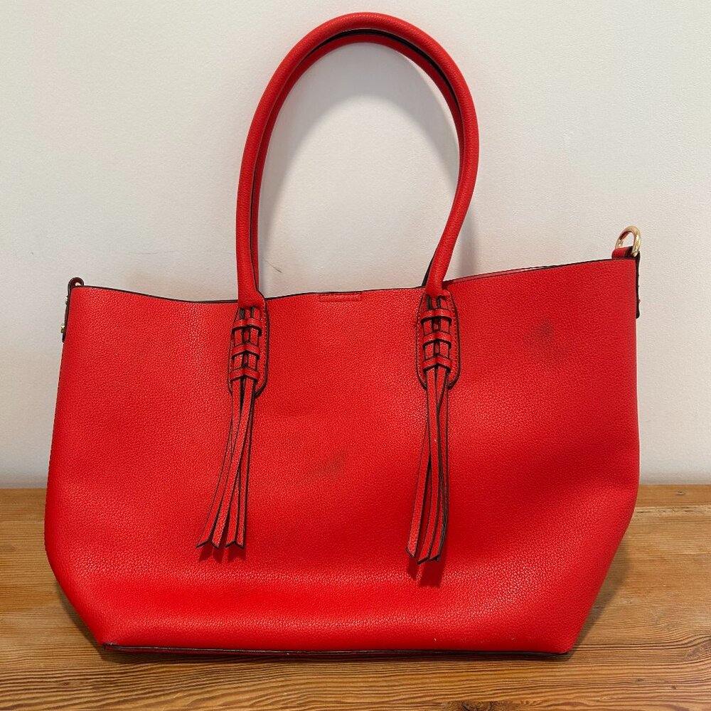 Urban Expressions Vegan Red Leather Tote Bag